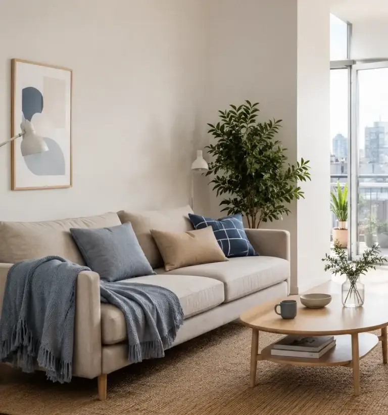 Compact stadsappartement met planten en slimme opbergruimte